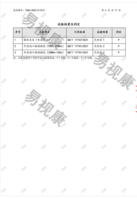 易视康智能语音防近视LED护眼灯检测报告